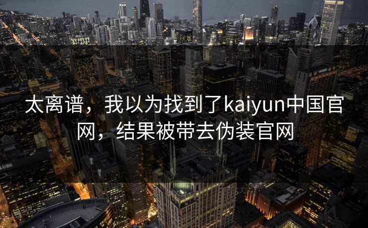 太离谱，我以为找到了kaiyun中国官网，结果被带去伪装官网